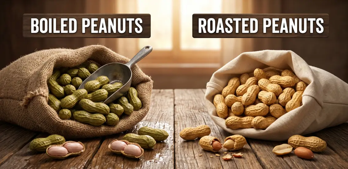 boiled peanuts vs roasted peanuts