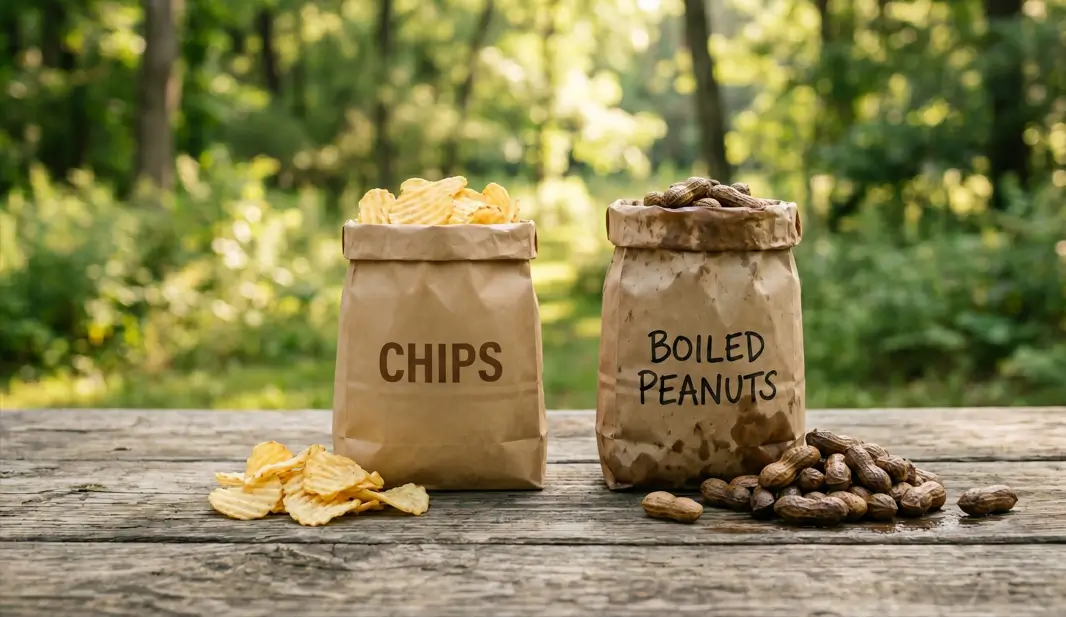 chips vs. boiled peanuts